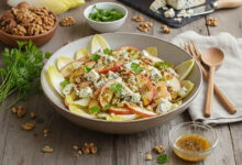 Salade croquante d’endives pommes, Roquefort noix