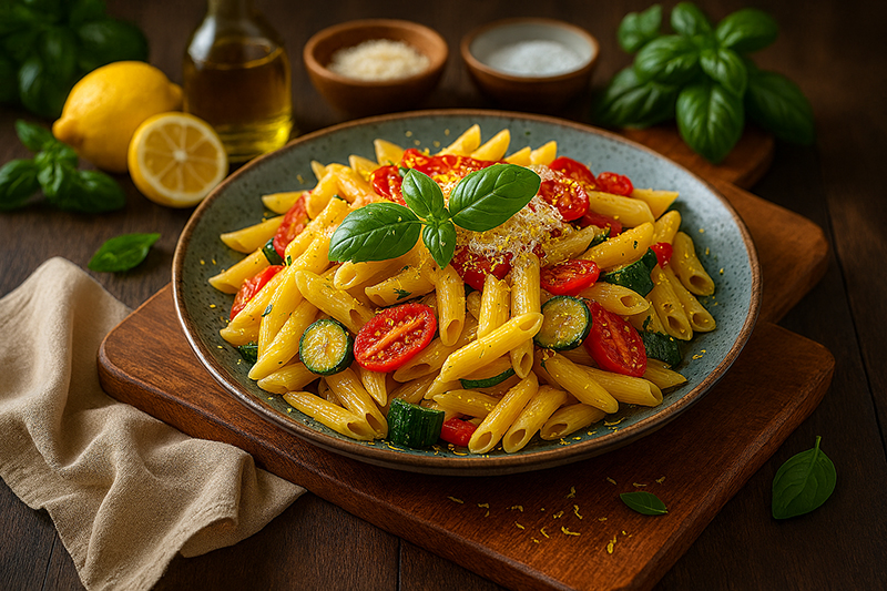 Penne courgettes poivrons