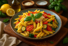 Penne courgettes poivrons