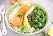 Saumon épinards à la crème riz