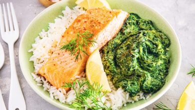 Saumon épinards à la crème riz