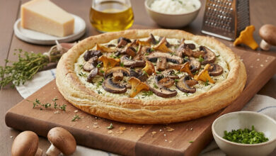 Tarte feuilletée champignons ricotta