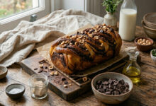 Babka tressée chocolat noir noisettes du Piémont