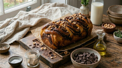 Babka tressée chocolat noir noisettes du Piémont