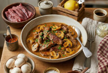 Bœuf Stroganoff crémeux champignons