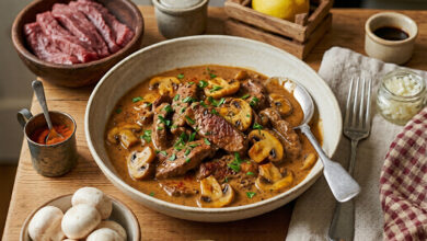 Bœuf Stroganoff crémeux champignons