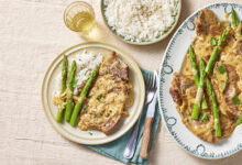 Côtes de porc à la normande asperges