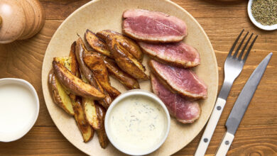 Filet de canard Français, pommes de terre sauce Gorgonzola