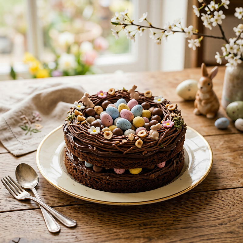 Gâteau nid de Pâques chocolat