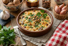 Gratin de poisson champignons persillés