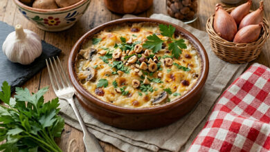 Gratin de poisson champignons persillés