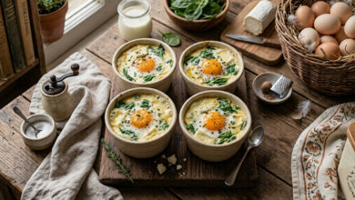 Les œufs cocotte épinards chèvre