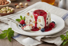 Nougat glacé coulis de fruits rouges