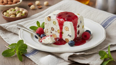 Nougat glacé coulis de fruits rouges