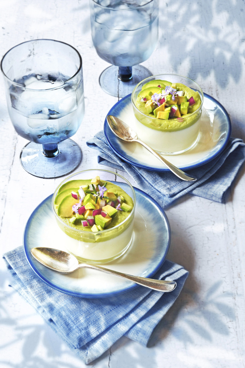 Pana cotta fromage de chèvre guacamole