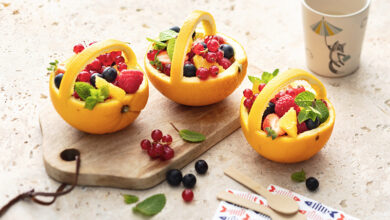 Petites panières de fruits à l’orange