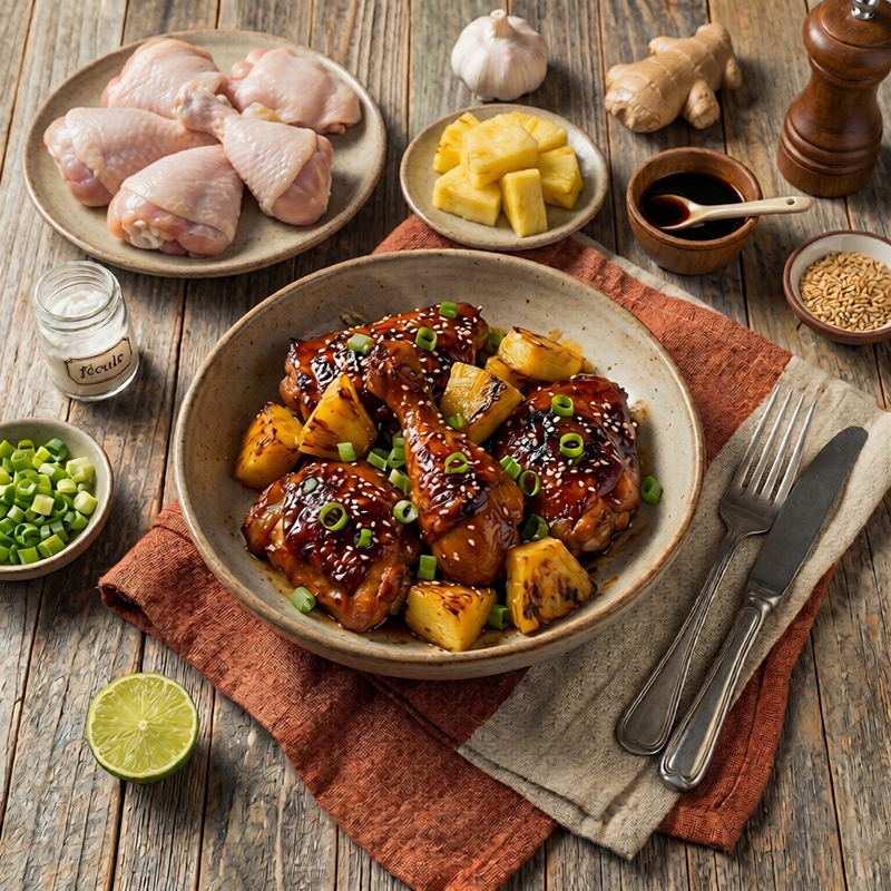 Poulet caramélisé à l’ananas gingembre