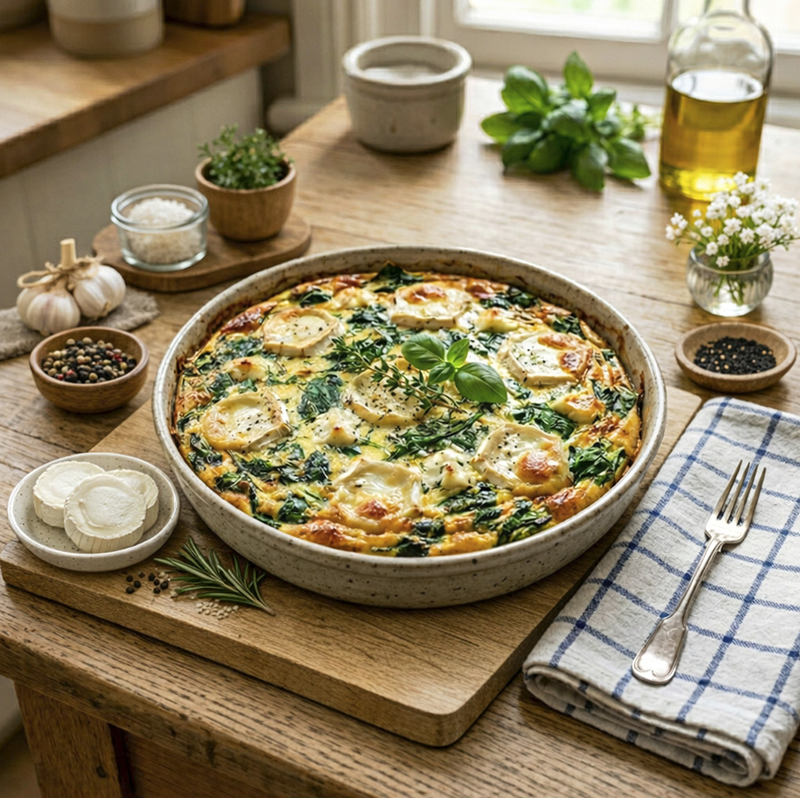 Quiche sans pâte épinard-chèvre