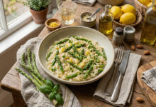 Risotto crémeux asperges vertes citron